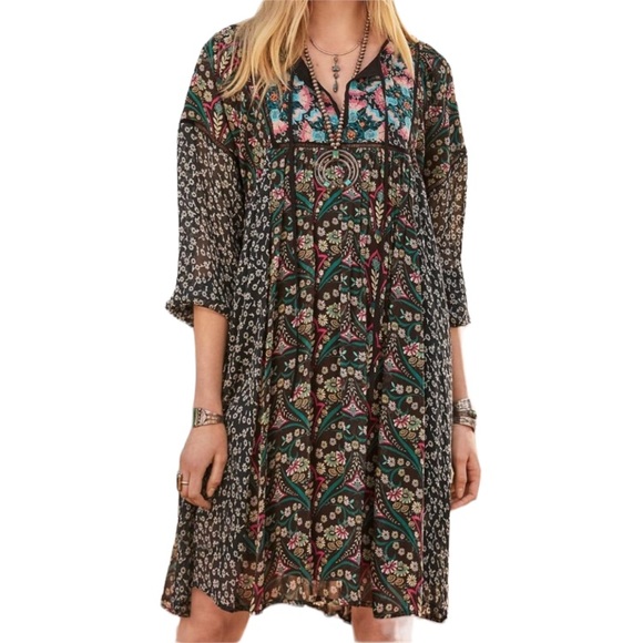 Sundance Dresses & Skirts - SUNDANCE Chelsea Morning Peasant Embroidered Black Floral Dress